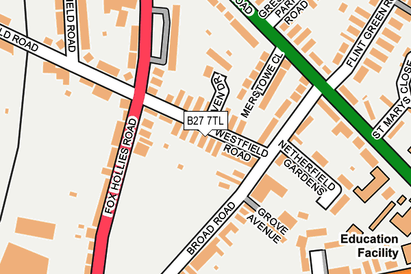 B27 7TL map - OS OpenMap – Local (Ordnance Survey)