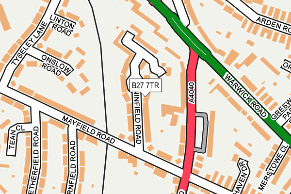 B27 7TR map - OS OpenMap – Local (Ordnance Survey)