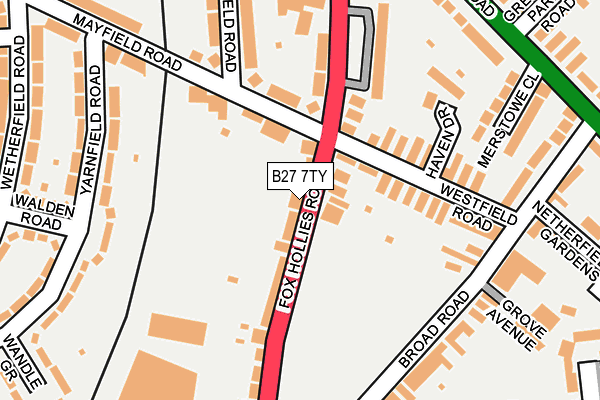 B27 7TY map - OS OpenMap – Local (Ordnance Survey)