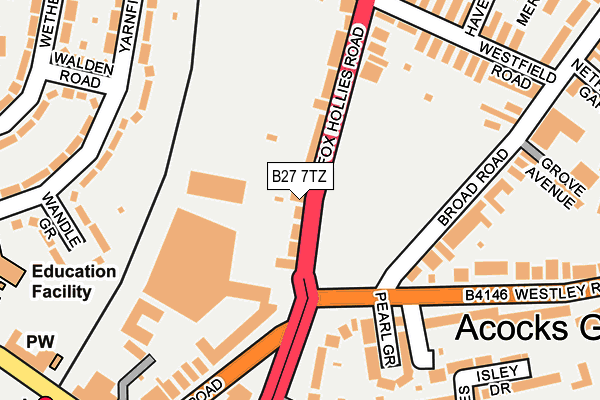 B27 7TZ map - OS OpenMap – Local (Ordnance Survey)