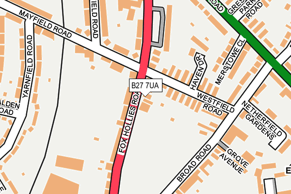 B27 7UA map - OS OpenMap – Local (Ordnance Survey)