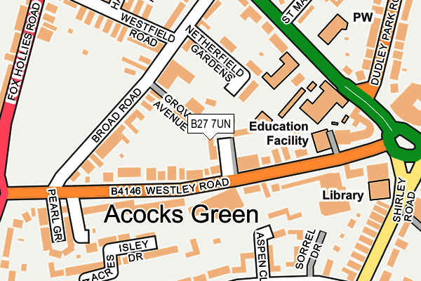 B27 7UN map - OS OpenMap – Local (Ordnance Survey)