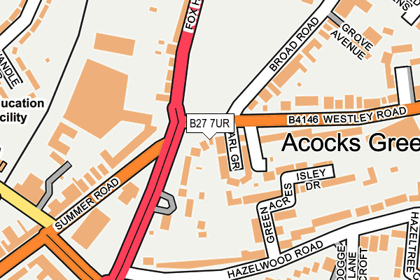 B27 7UR map - OS OpenMap – Local (Ordnance Survey)