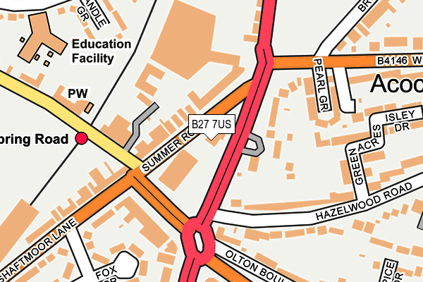 B27 7US map - OS OpenMap – Local (Ordnance Survey)