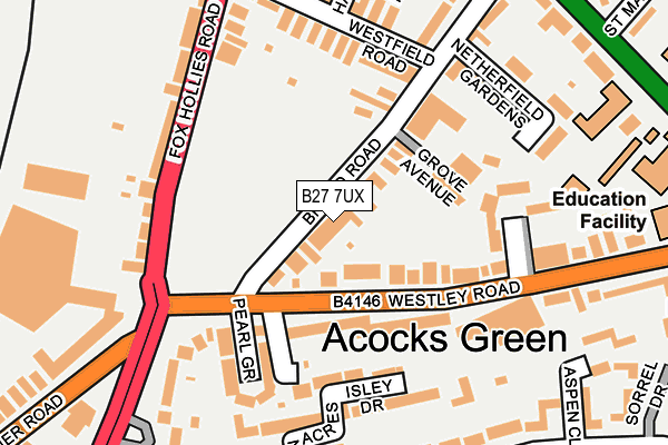 B27 7UX map - OS OpenMap – Local (Ordnance Survey)