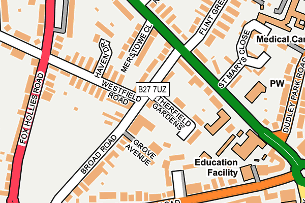 B27 7UZ map - OS OpenMap – Local (Ordnance Survey)