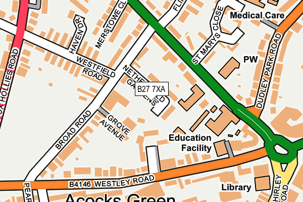 B27 7XA map - OS OpenMap – Local (Ordnance Survey)