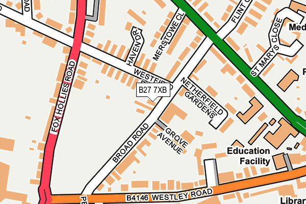 B27 7XB map - OS OpenMap – Local (Ordnance Survey)