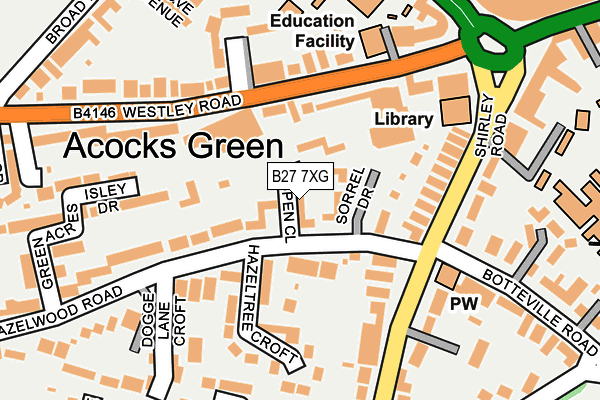 B27 7XG map - OS OpenMap – Local (Ordnance Survey)