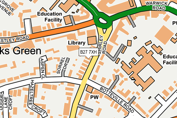 B27 7XH map - OS OpenMap – Local (Ordnance Survey)