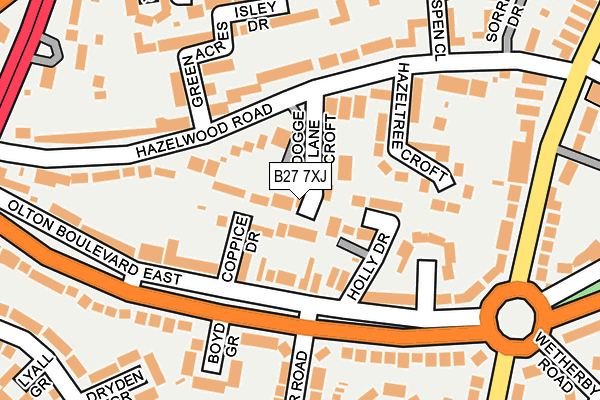 B27 7XJ map - OS OpenMap – Local (Ordnance Survey)