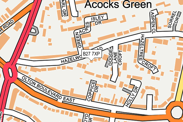 B27 7XP map - OS OpenMap – Local (Ordnance Survey)