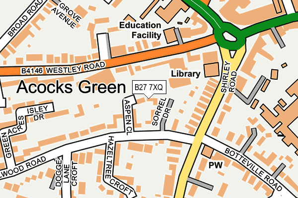 B27 7XQ map - OS OpenMap – Local (Ordnance Survey)