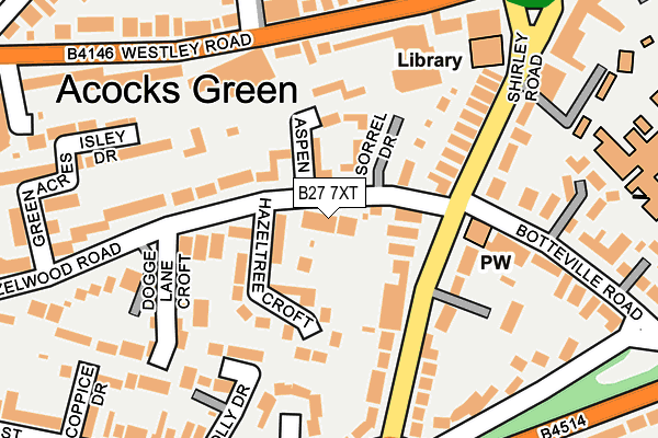 B27 7XT map - OS OpenMap – Local (Ordnance Survey)