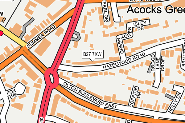 B27 7XW map - OS OpenMap – Local (Ordnance Survey)