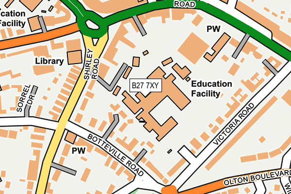 B27 7XY map - OS OpenMap – Local (Ordnance Survey)