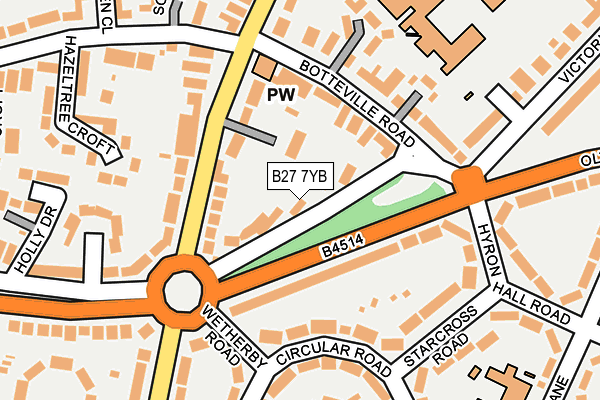 B27 7YB map - OS OpenMap – Local (Ordnance Survey)
