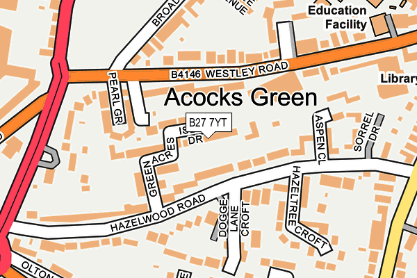 B27 7YT map - OS OpenMap – Local (Ordnance Survey)