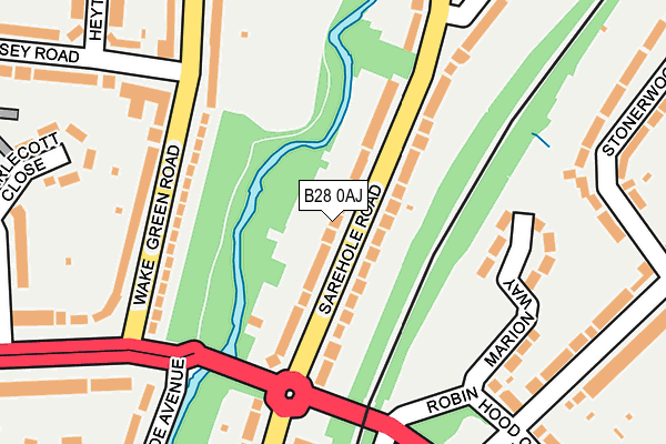 B28 0AJ map - OS OpenMap – Local (Ordnance Survey)
