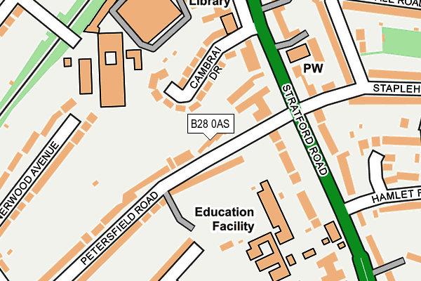 B28 0AS map - OS OpenMap – Local (Ordnance Survey)