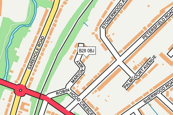 B28 0BJ map - OS OpenMap – Local (Ordnance Survey)