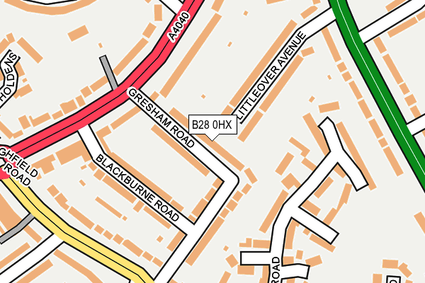 B28 0HX map - OS OpenMap – Local (Ordnance Survey)