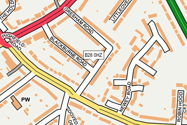 B28 0HZ map - OS OpenMap – Local (Ordnance Survey)