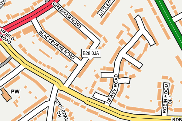 B28 0JA map - OS OpenMap – Local (Ordnance Survey)