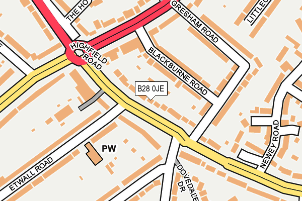 B28 0JE map - OS OpenMap – Local (Ordnance Survey)