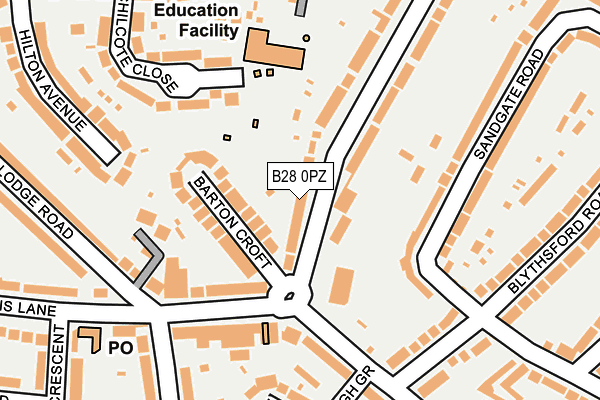 B28 0PZ map - OS OpenMap – Local (Ordnance Survey)