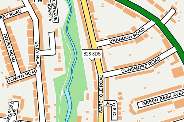 B28 8DS map - OS OpenMap – Local (Ordnance Survey)