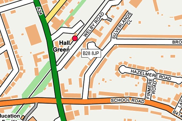 B28 8JP map - OS OpenMap – Local (Ordnance Survey)