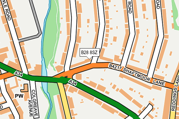 B28 8SZ map - OS OpenMap – Local (Ordnance Survey)