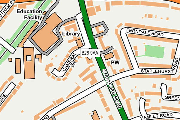 B28 9AA map - OS OpenMap – Local (Ordnance Survey)