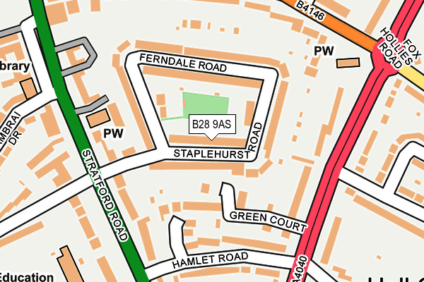 B28 9AS map - OS OpenMap – Local (Ordnance Survey)