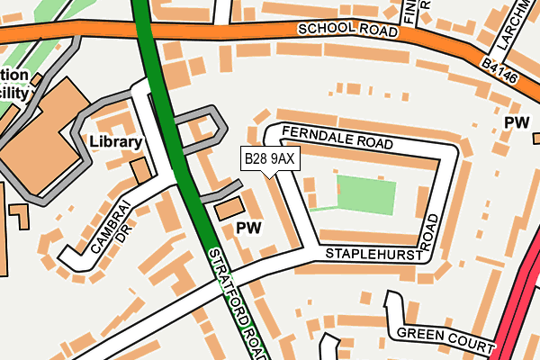 B28 9AX map - OS OpenMap – Local (Ordnance Survey)