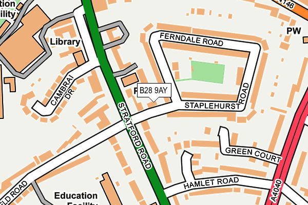 B28 9AY map - OS OpenMap – Local (Ordnance Survey)