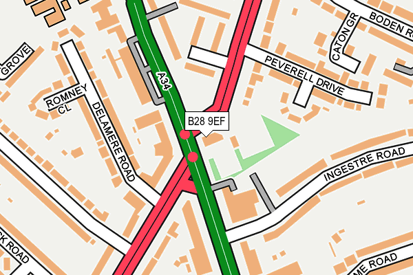 B28 9EF map - OS OpenMap – Local (Ordnance Survey)