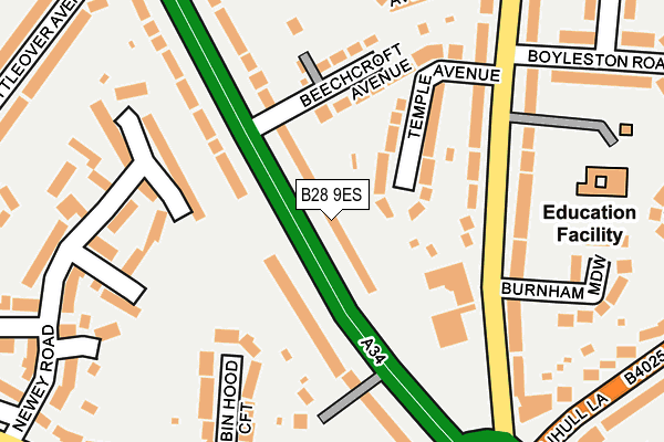 B28 9ES map - OS OpenMap – Local (Ordnance Survey)