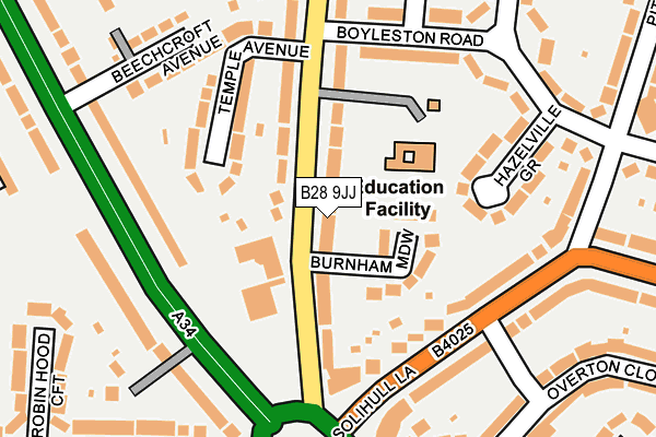 B28 9JJ map - OS OpenMap – Local (Ordnance Survey)