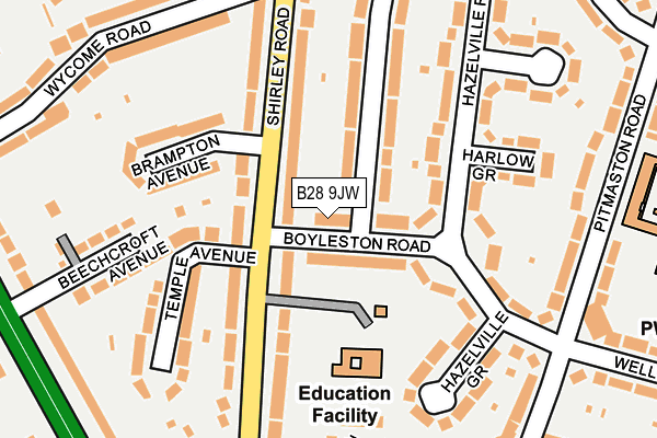 B28 9JW map - OS OpenMap – Local (Ordnance Survey)