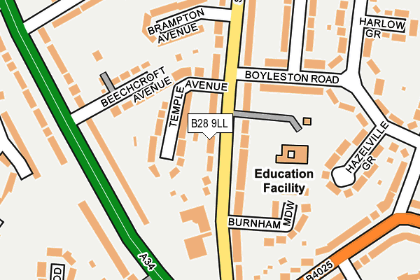 B28 9LL map - OS OpenMap – Local (Ordnance Survey)