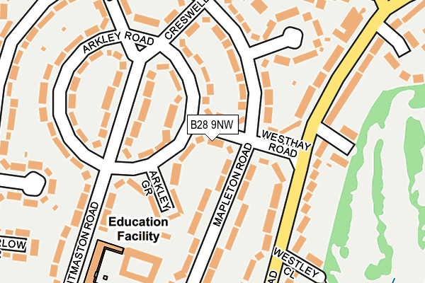 B28 9NW map - OS OpenMap – Local (Ordnance Survey)