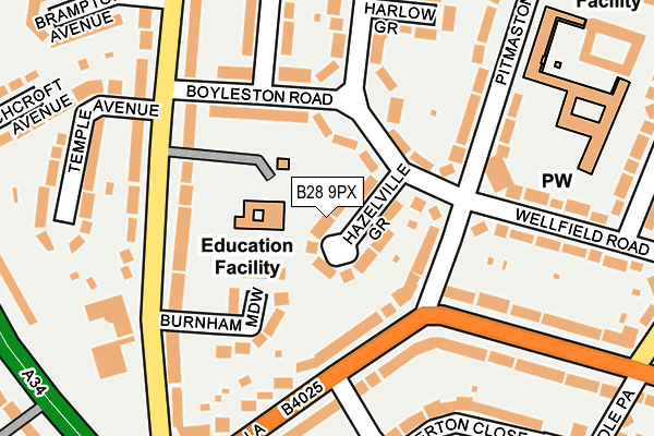 B28 9PX map - OS OpenMap – Local (Ordnance Survey)