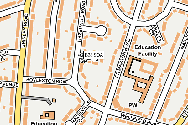 B28 9QA map - OS OpenMap – Local (Ordnance Survey)