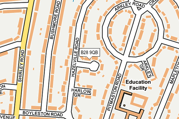 B28 9QB map - OS OpenMap – Local (Ordnance Survey)