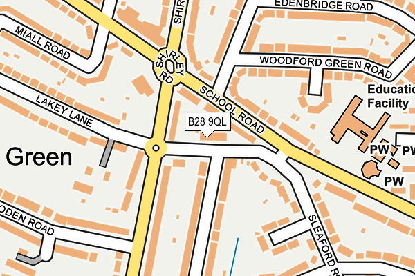 B28 9QL map - OS OpenMap – Local (Ordnance Survey)