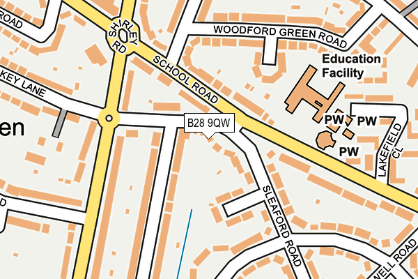 B28 9QW map - OS OpenMap – Local (Ordnance Survey)