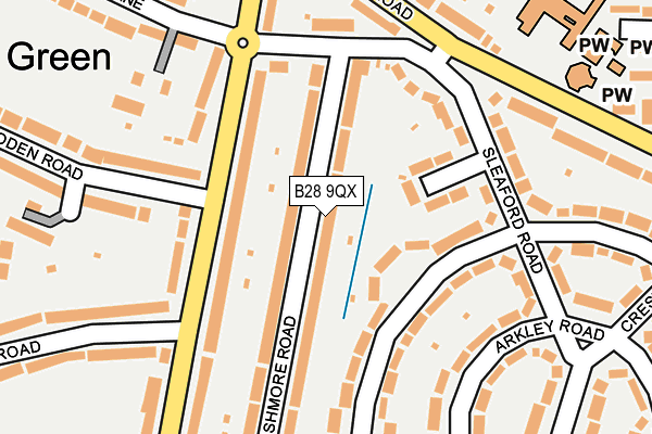 B28 9QX map - OS OpenMap – Local (Ordnance Survey)