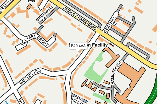 B29 4AA map - OS OpenMap – Local (Ordnance Survey)